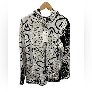 L/XL Sacred Threads Black and White Abstract  Hoodie.  225519.  CL/GR11